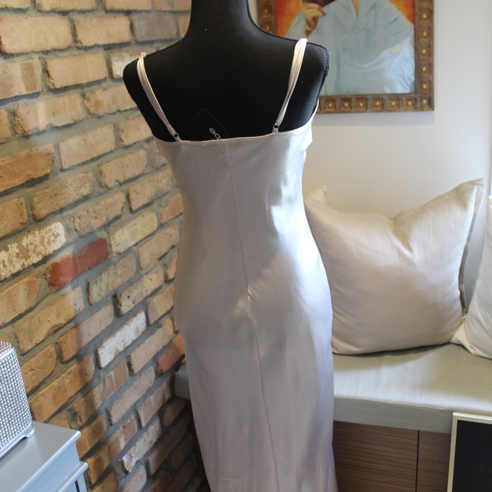 bebe Satin Cowl Neck Full Length Slip Dress - Picture 3 of 7